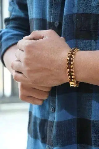 Genuine Paanch Mukhi Modern Rudraksha Bracelet with Gold Plating (Pack of 2)