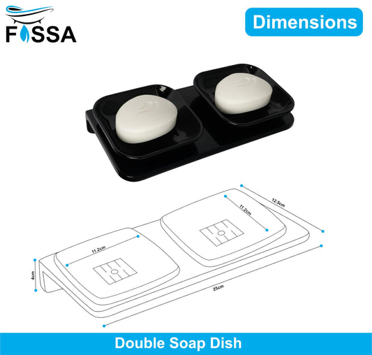 Fossa Classic Ceramic Unbreakable Wall Mounted Double Soap Dish for Bathroom – Soap Holder with Self-Drain, Rust-Proof & Space-Saving Design | Modern Bathroom Accessories (Black)-1