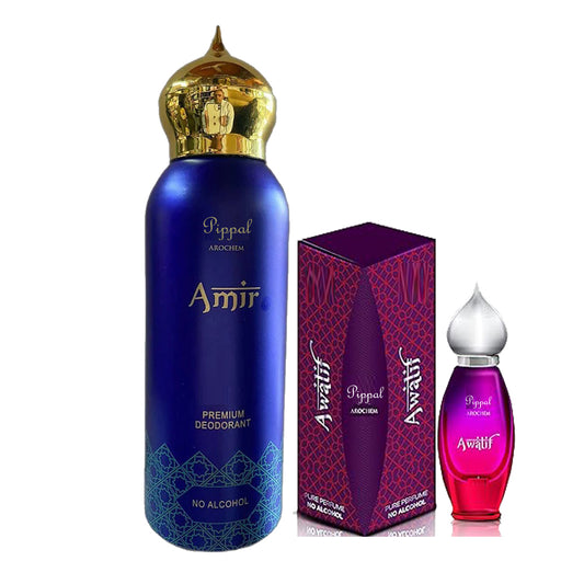 AMIR PREMIUM DEODORANT No Alcohol 200 Ml AWATIF 9 ML (Pack of 1)