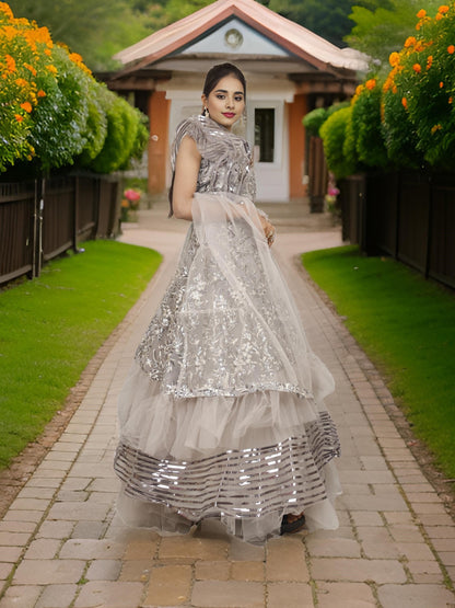 Sequins & Embroidered Lehenga Choli Set-5