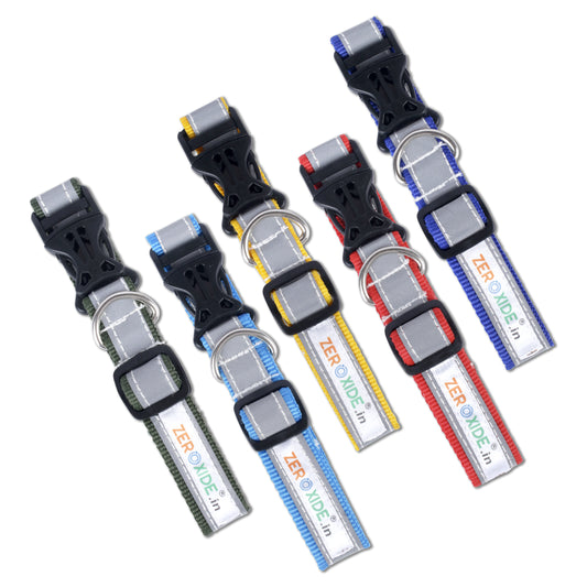 ZEROXIDE Reflective Dog Collars Belts, Pack of 5, Multicolor - Assorted (BRT-TK-5)