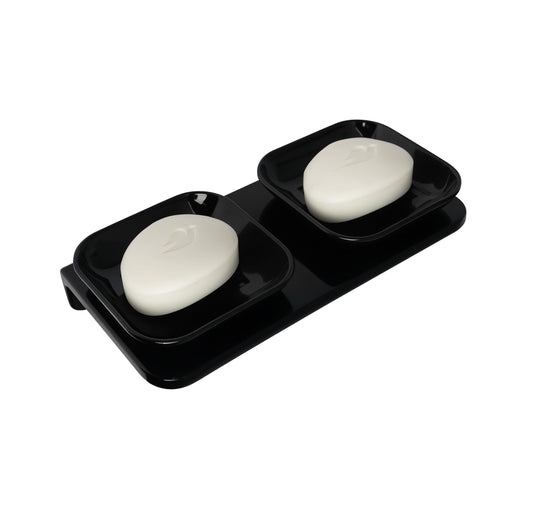 Fossa Classic Ceramic Unbreakable Wall Mounted Double Soap Dish for Bathroom – Soap Holder with Self-Drain, Rust-Proof & Space-Saving Design | Modern Bathroom Accessories (Black)-0